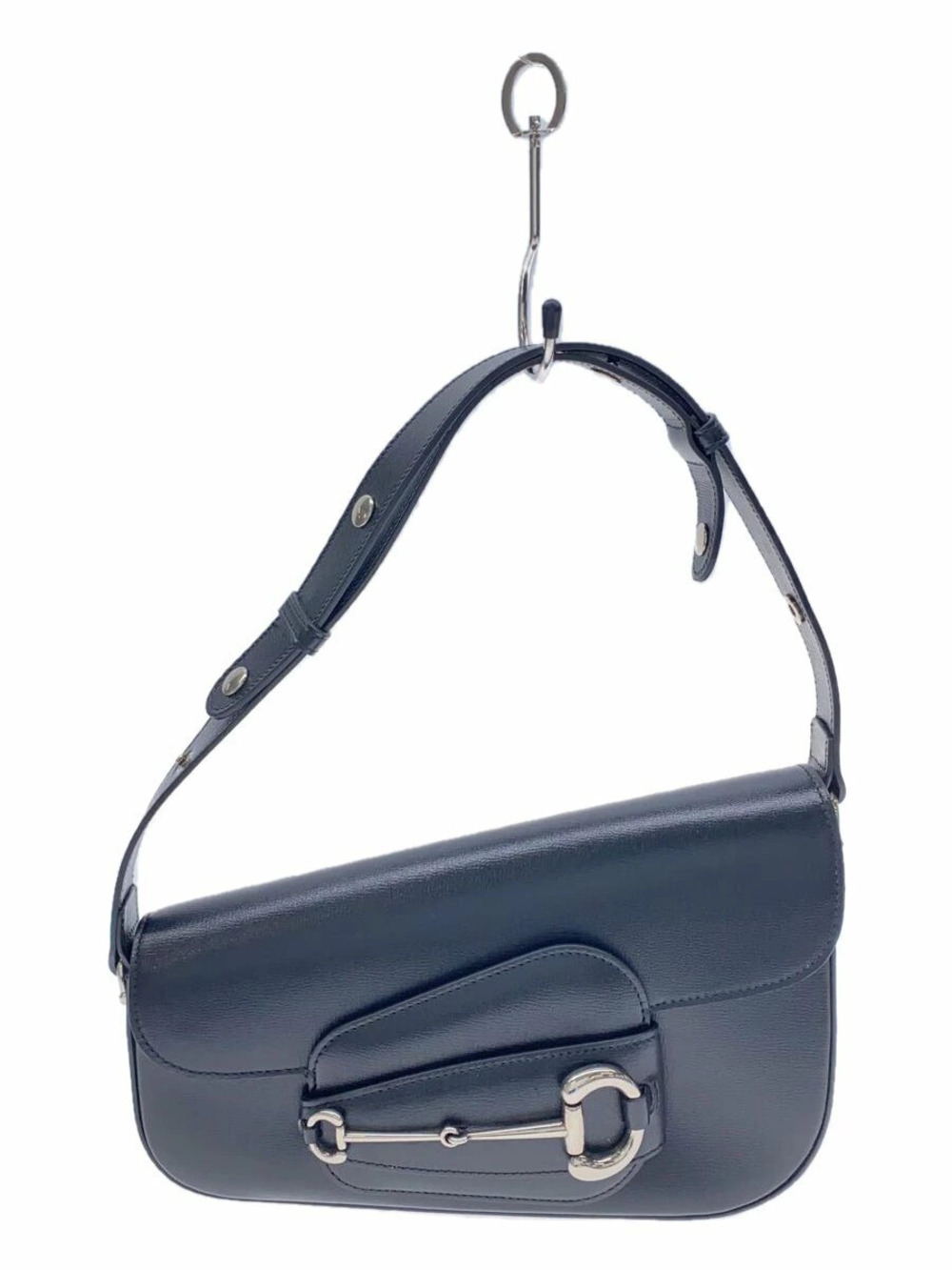 Gucci black leather Horsebit 1955 Asymmetric Bag slanting front flap